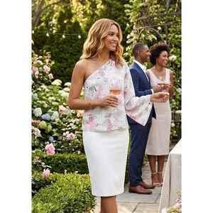 NEW Bernadette Lola Silk Floral top Sz 34 US 2 $475 Jasmine One Shoulder Blouse